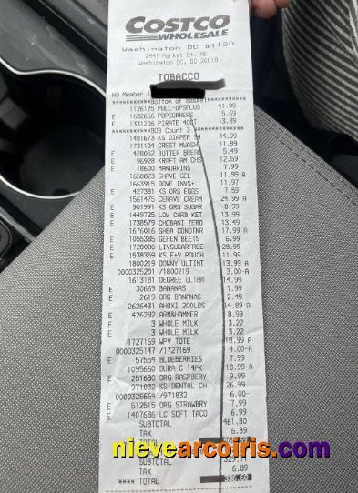 USA Costco Wholesale payment receipt